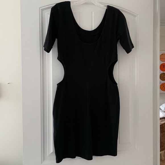 Betsy Johnson Black Cotton Waist Cut Out Dress Size L - Picture 3 of 5